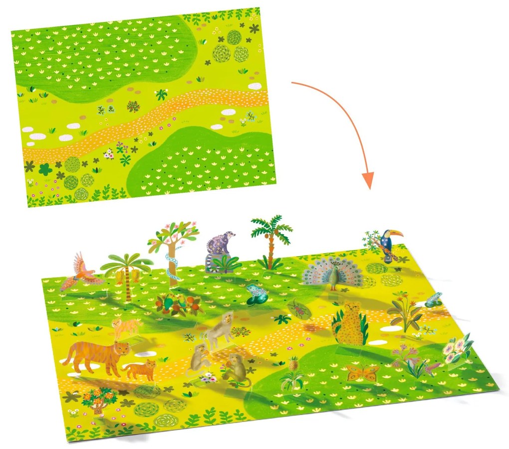 Kreatívna súprava so zdvíhacími samolepkami – 3D scény – zvieratá