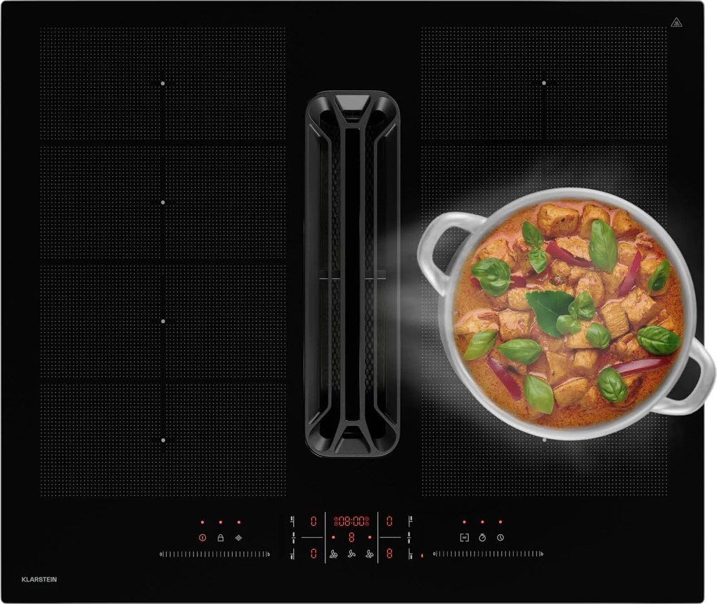 Klarstein AirJet FlexPro Down Air System, Indukčná doska + digestor, Flexi zóna, Booster