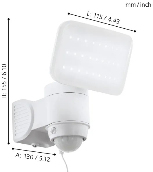 Eglo 98196 - Solárne nástenné LED svietidlo so senzorom CASABAS LED/3,7V IP44