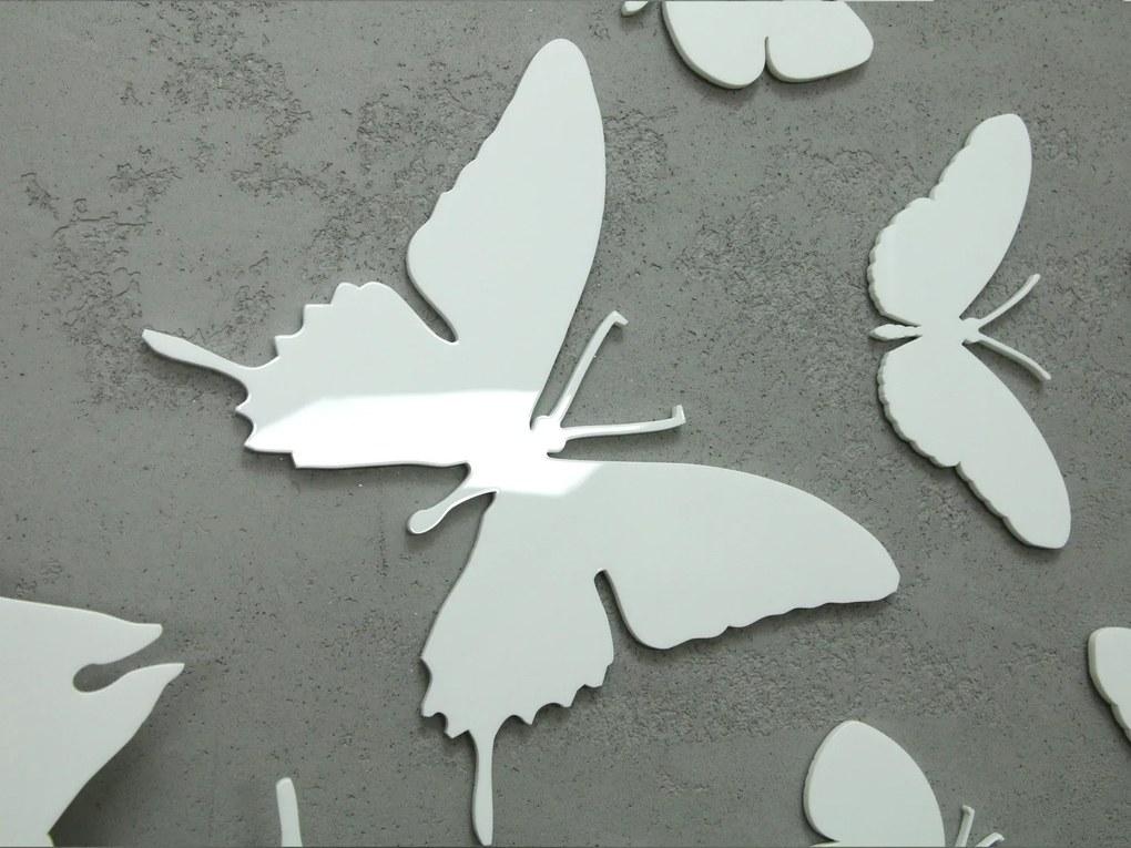 3D nalepovacie hodiny Butterfly biele