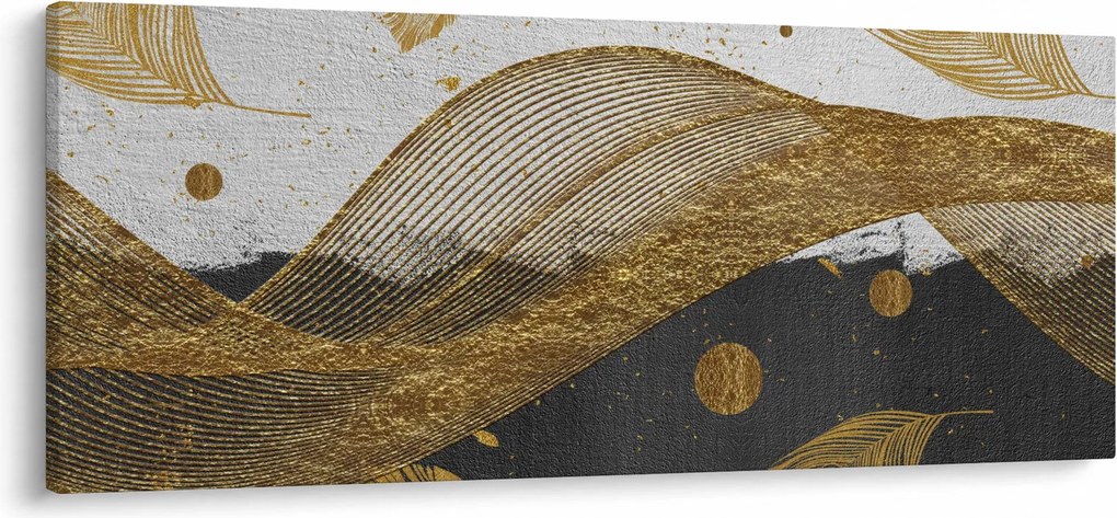 Obraz - Zlaté pierka (120x50 cm)