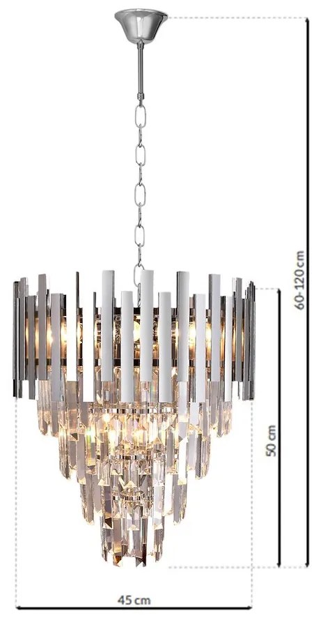 Luster Aspen II, 1x krištáľové/chrómové kovové tienidlo, (fi 45cm), ch