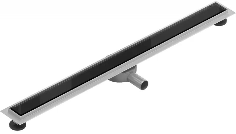 Mexen Flat lineárny nerezový žľab 90 cm, 360 ° sifón, čierne sklo - 1026090-40