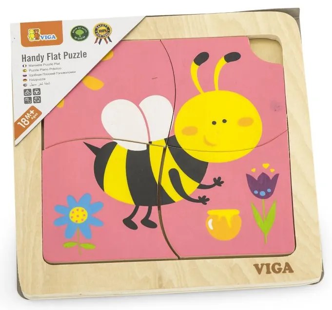 Viga drevené puzzle 4 dieliky - včela