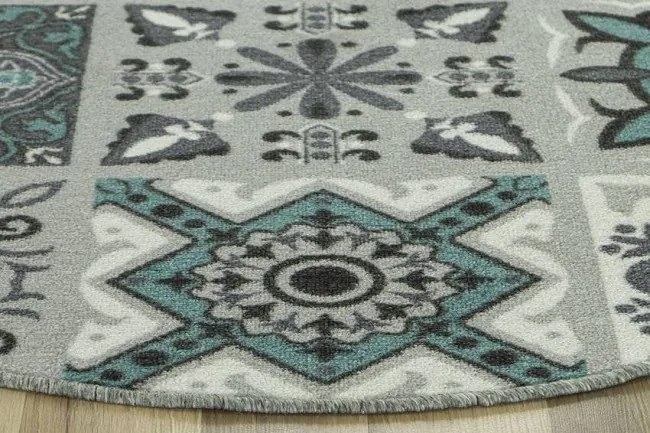 Protišmykový koberec Patchwork tyrkysový