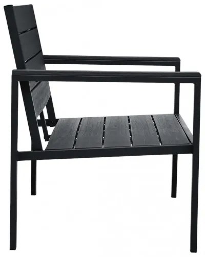 vidaXL Záhradná lavička 120 cm, HDPE, čierna, drevený vzhľad-