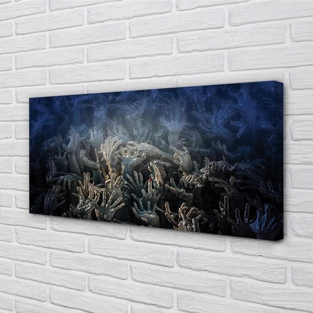 Obraz canvas Hands modré svetlo 125x50 cm
