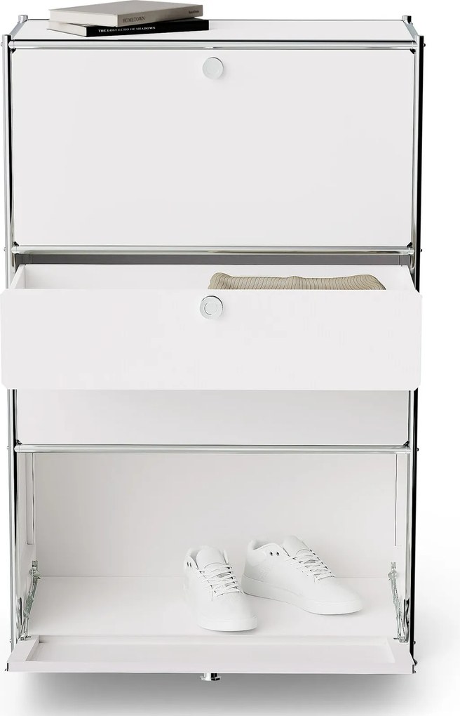 Kovová komoda »CN3« s 2 výklopnými priečinkami a 2 zásuvkami, biela