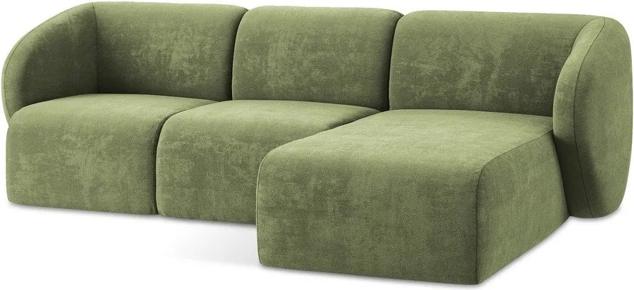 Zelená ženilková rohová pohovka (pravý roh/s leňoškou) Lani – Makamii