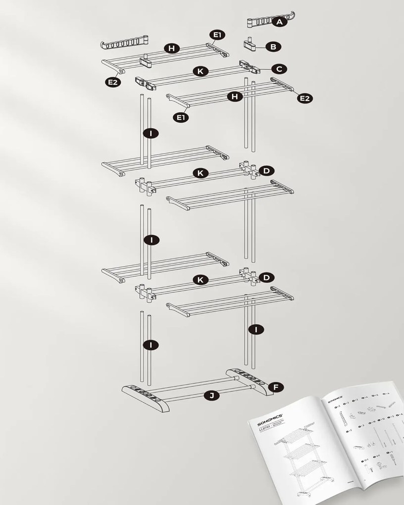 Sušák na prádlo Nehy 172 cm šedý/stříbrný