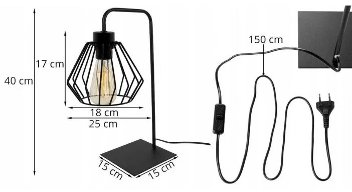 Moderná stolová lampa Loft s drôteným tienidlom