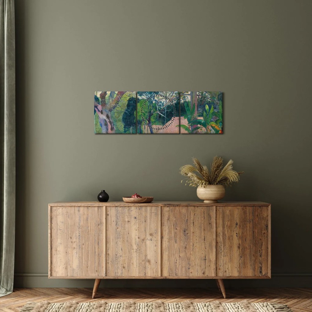 Obraz - Paul Gauguin, Te raau rahi (The Big Tree), reprodukcia (s hodinami) (90x30 cm)