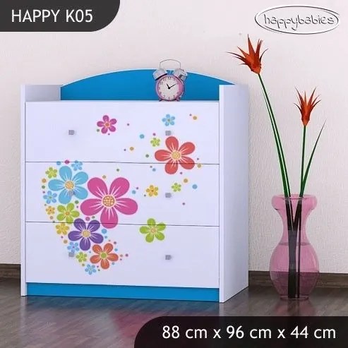 Detská komoda KVETINKY v srdiečku - TYP 5