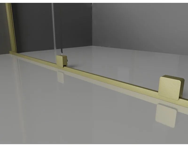 Mexen Velar L, sprchový kút s posuvnými dverami 120 x 75 cm, 8mm číre sklo, zlatá matná, 871-120-075-03-55