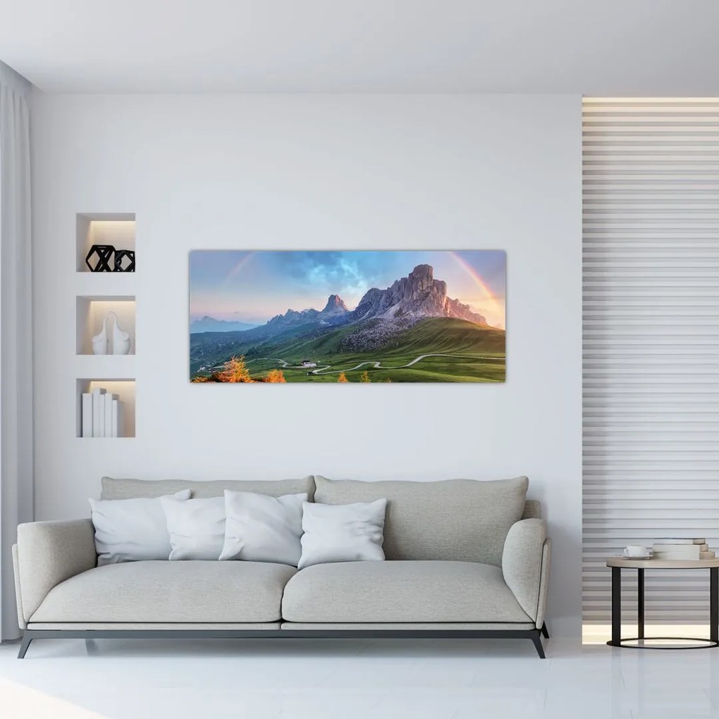 Obraz dúhy nad skaliskami (120x50 cm)