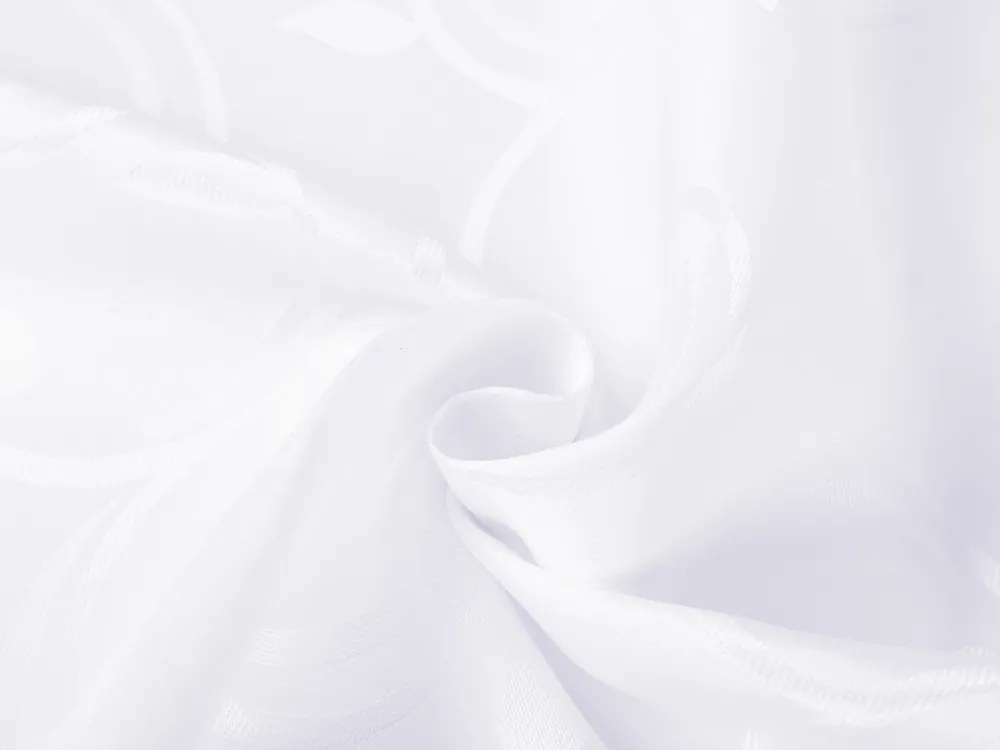 Biante Dekoračný záves TF-100 Biele ornamenty s lístkami 150x260 cm