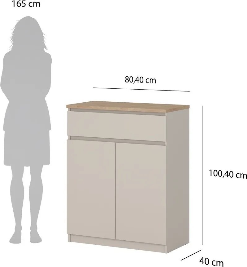 Krémovobiela komoda 80x100x40 cm Naia – Tvilum