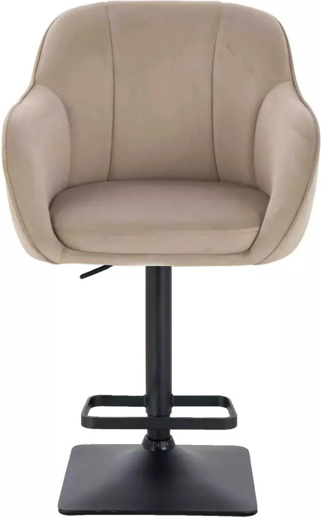 LuxuryForm DESIGN Barová stolička AVOLA VELUR na čiernej hranatej podstave - latte