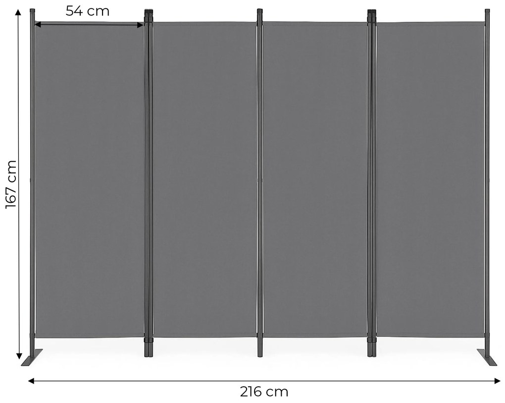 Skladacia záhradná zástena 4-panelová, 167x216 cm, sivá, MultiGarden