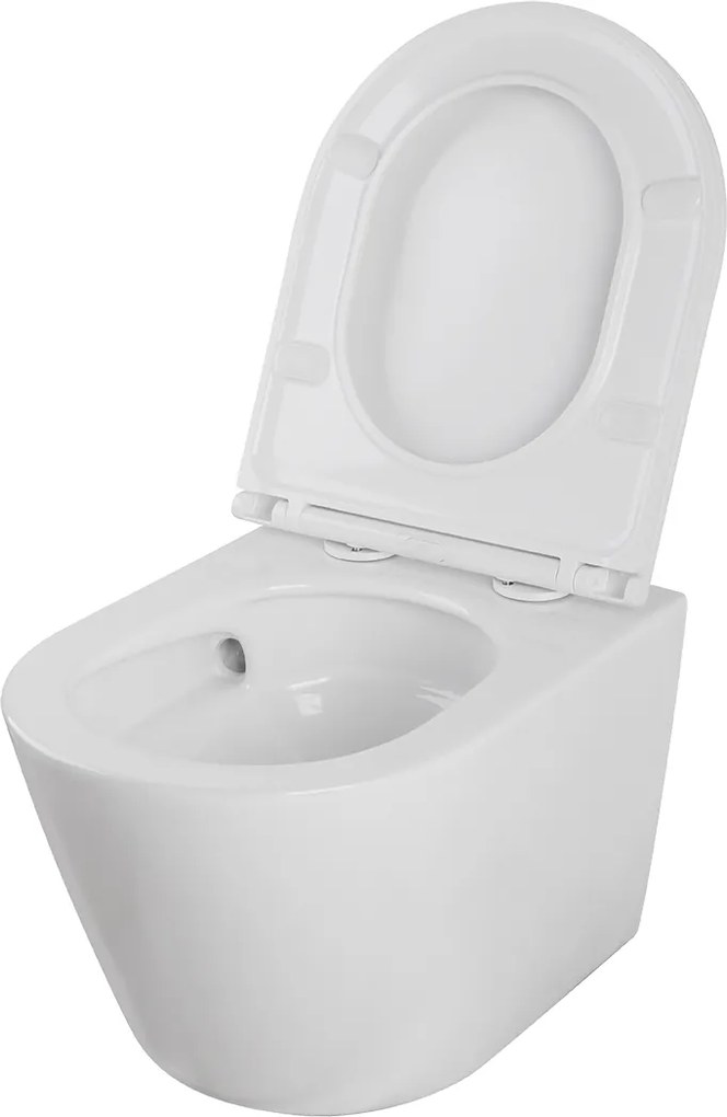 Laveo Nida Cycleon 2.0, závesná WC misa s toaletným sedadlom z duroplastu, Vortex splachovanie, biela lesklá, LAV-VMN_609S