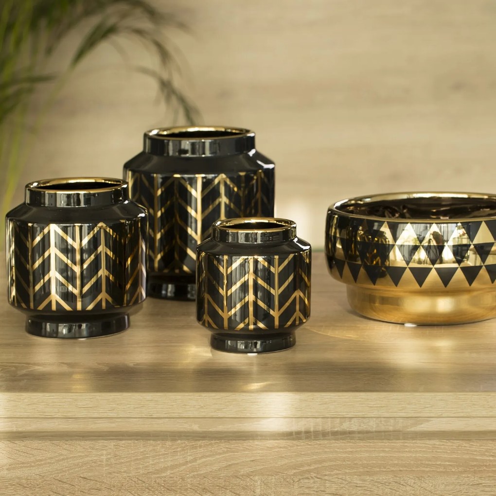 KERAMICKÁ VÁZA EMERA1 (03) (FI) 12X13 CM ČIERNA