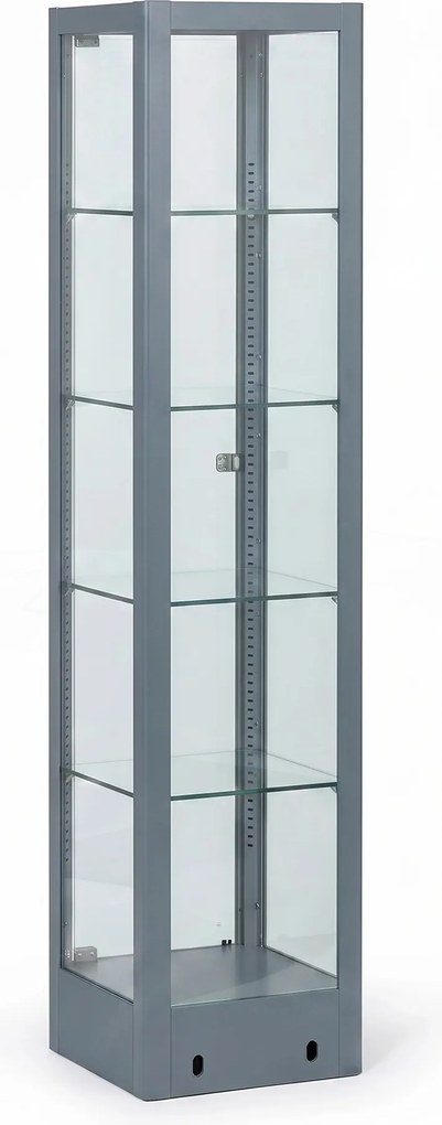 Presklená vitrína, 1800 × 400 × 400 mm, sivá