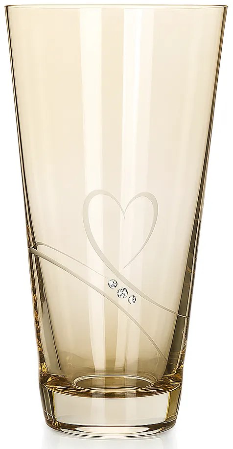 Diamante sklenená váza Romance Amber Conical s kryštálmi Swarovski 25 cm