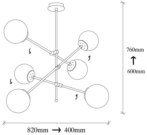 Prisadený luster MARTI 6xE27/100W/230V