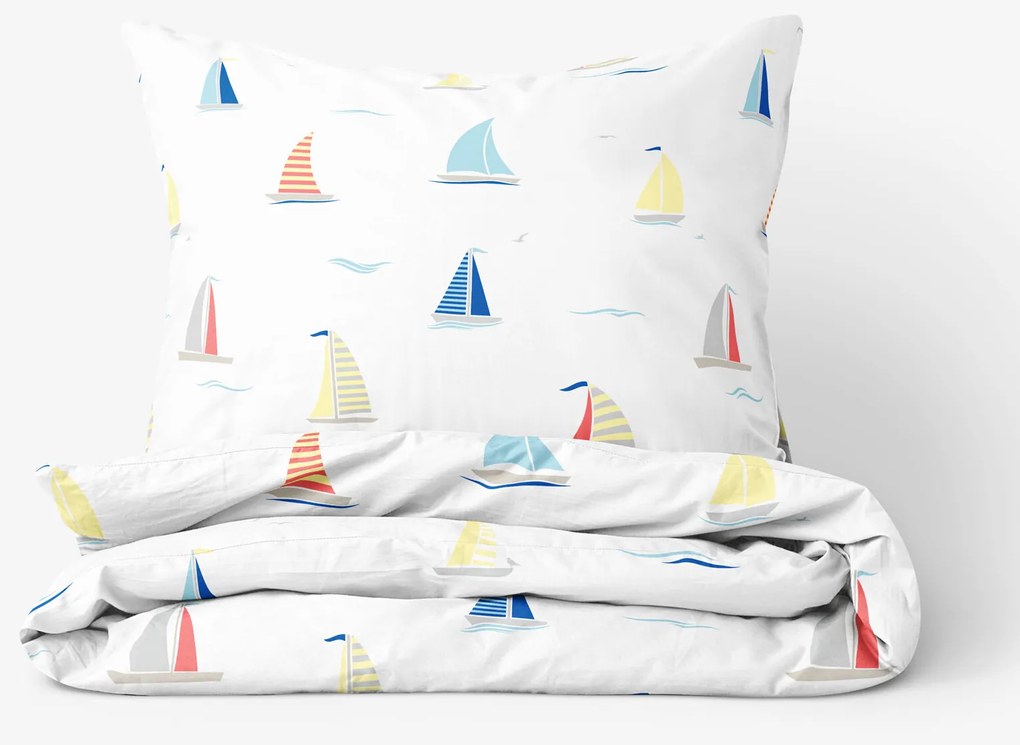 Goldea bavlnené posteľné obliečky - plachetnice 220 x 200 a 2ks 70 x 90 cm