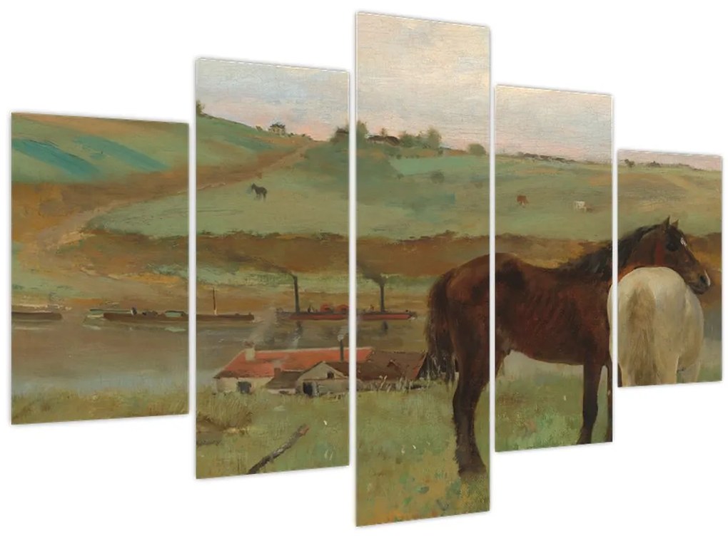 Obraz - Edgar Degas, Horses in a Meadow, reprodukcia (150x105 cm)