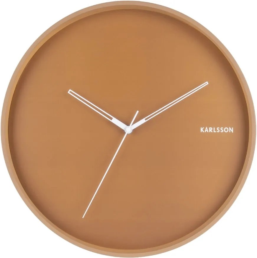 Karamelovohnedé nástenné hodiny Karlsson Hue, ø 40 cm