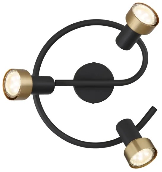 Globo 57917-3G - Bodové svietidlo  MASON 3xGU10/25W/230V čierna/zlatá