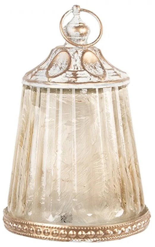 Béžová sklenená svietiaca LED lampáš Balli - Ø 8*12 cm