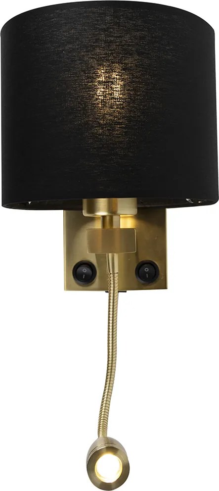 Chytrá nástenná lampa zlatá s USB a čiernym tienidlom vrátane Wifi A60 - Brescia