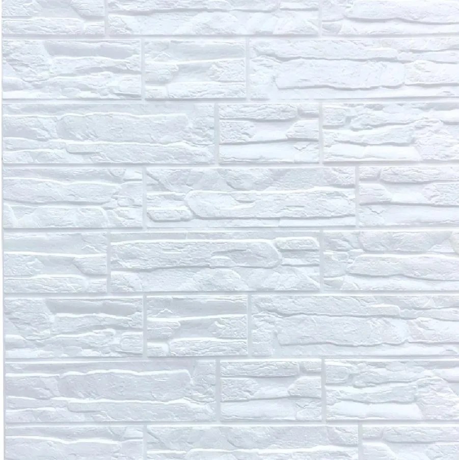Samolepiace penové 3D panely 0001, rozmer 70 x 77 cm, ukladaný kameň krémovo biely, IMPOL TRADE
