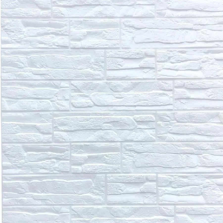 Samolepiace penové 3D panely 0001, rozmer 70 x 77 cm, ukladaný kameň krémovo biely, IMPOL TRADE
