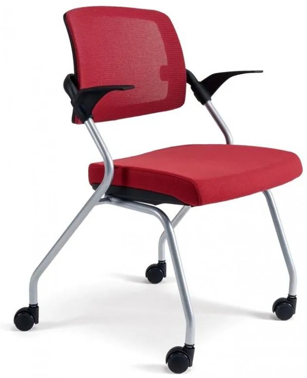 BESTUHL Konferenčná rokovacia stolička U20 BLACK červená na kolieskách