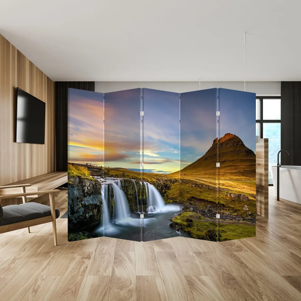 Paraván - Hora a vodopády na Islande (210x170 cm)