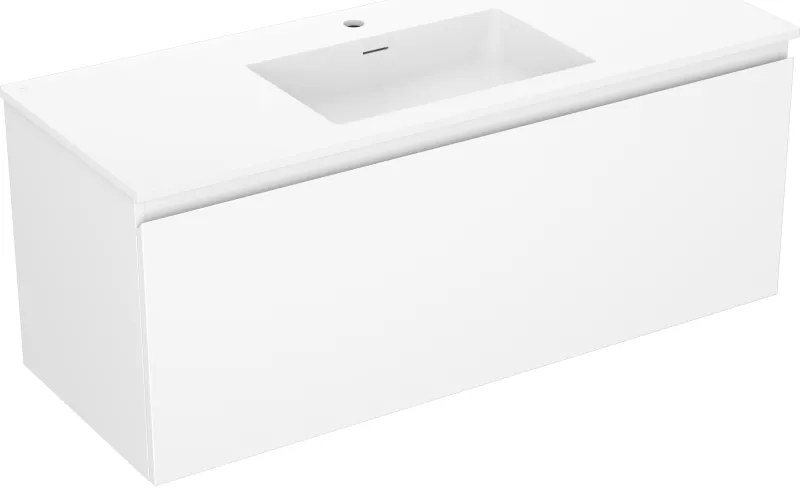 Mexen Orio, kúpeľňová skrinka 120 cm s umývadlom Otis, 1 zásuvka, biela matná, 91A10-12047-1-BF01-W18M01