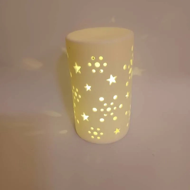 DECOLED Keramický svícen, 7,5 x 12,5 cm, teple bílá