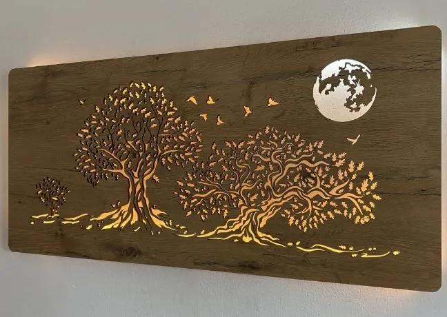 Obraz stromov a mesiaca