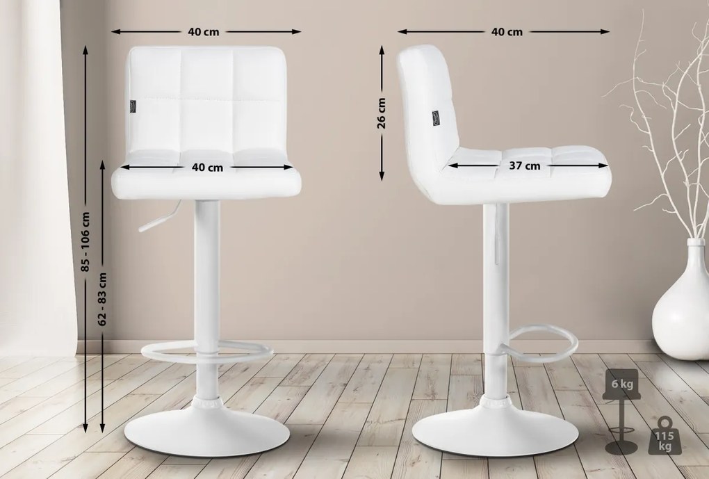 Design-Shop Barová stolička Feni (SET 2 ks) - koženka, biely rám - Biela
