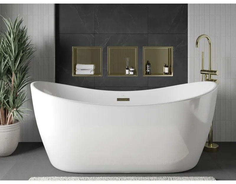 Mexen X-Wall-R, polička na zapustenie na obklad s golierom 30 x 30 cm, zlatá lesklá, 1950303010