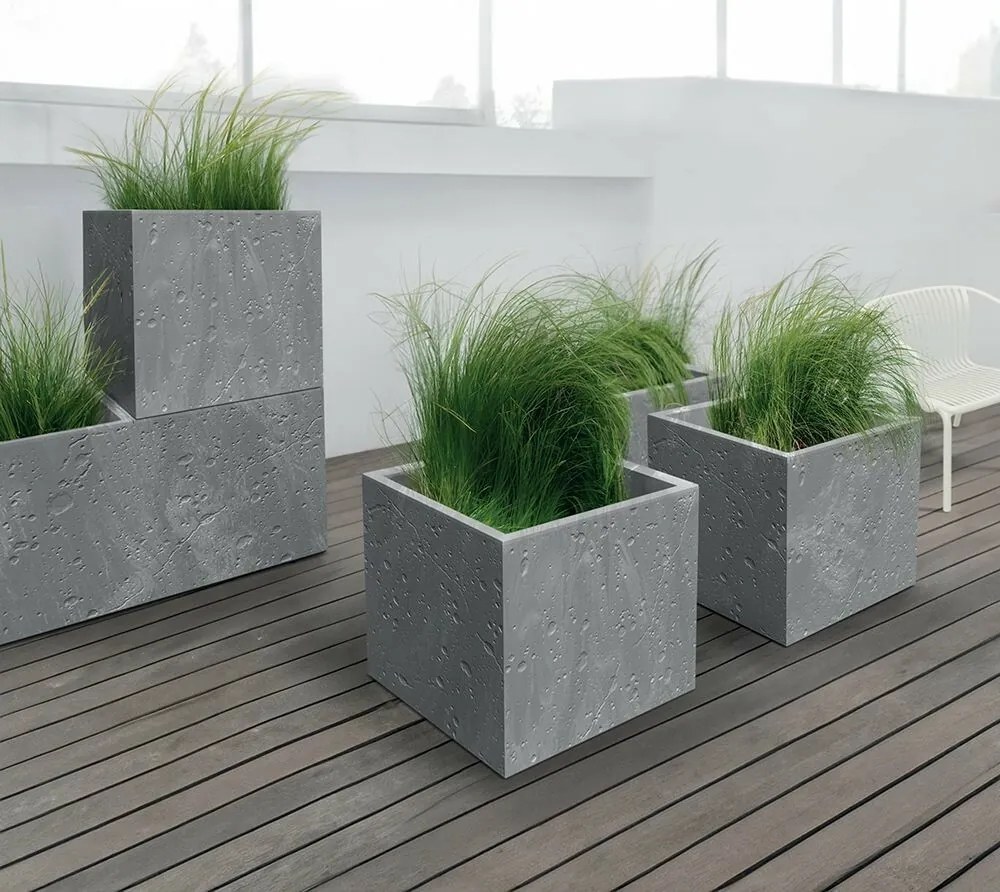 Kvetináč SIERRA SQUARE BETON EFFECT 28,8 cm , sivý