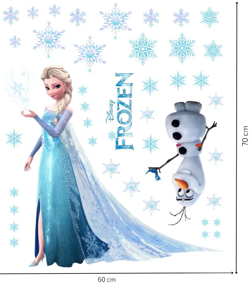 Samolepka na stenu "Elsa a Olaf" 60x70 cm