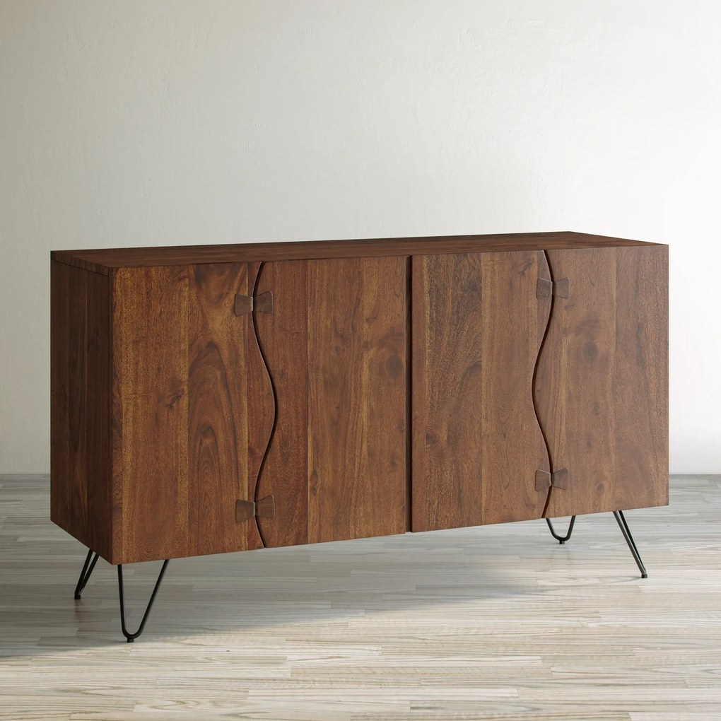 Komoda Avola 137 cm z masívu čierna/orech