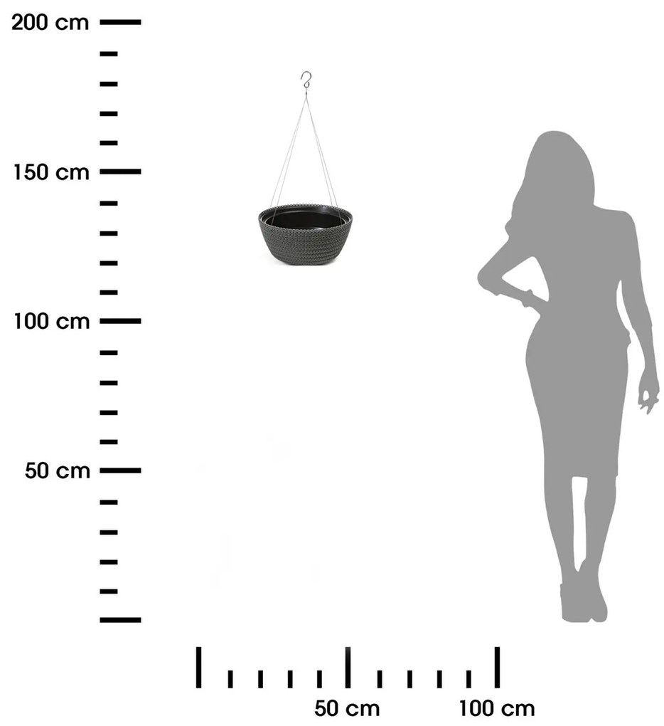 PLASTOVÝ KVETINÁČ FANCY 15X30 CM ANTRACITOVÁ