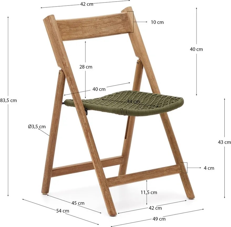 Drevená záhradná stolička v zeleno-prírodnej farbe Dandara – Kave Home