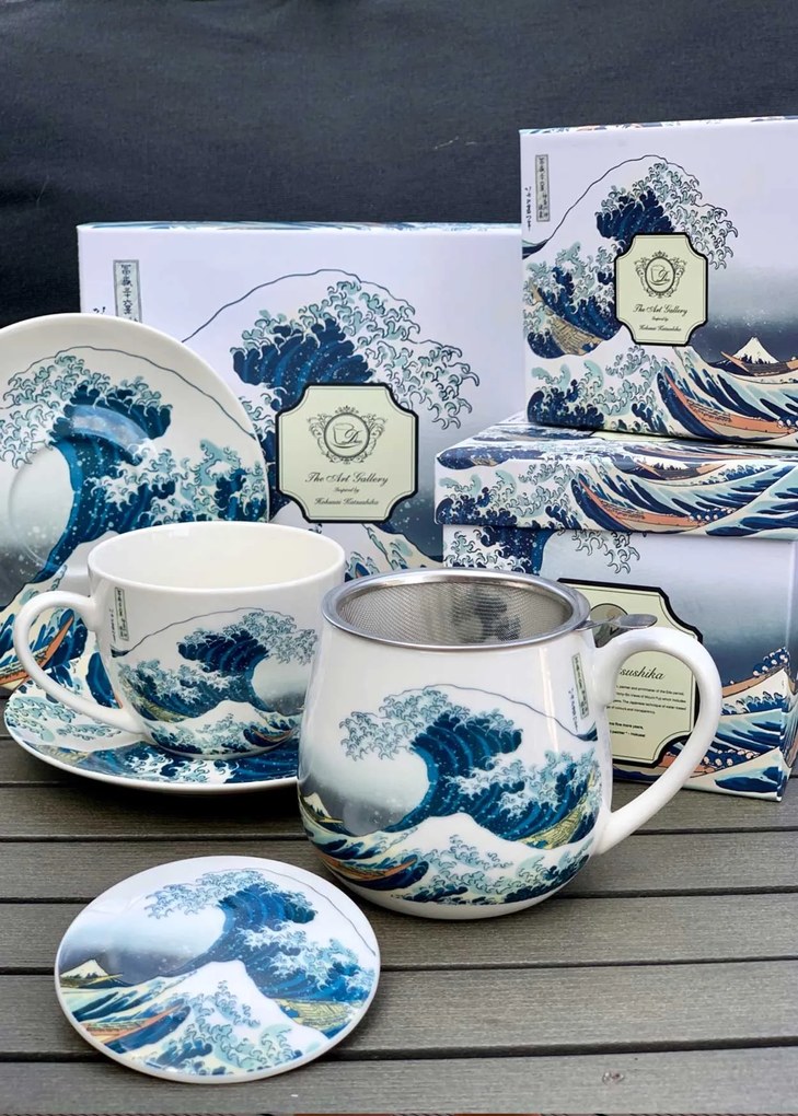 Porcelánový hrnek BARYLKA Hokusai THE GREAT WAVE 430 ml bílý