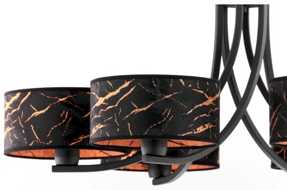 Jupiter 2108- Luster na reťazi ARTHUR 6xE27/15W/230V čierna/oranžová/mramorový dekor